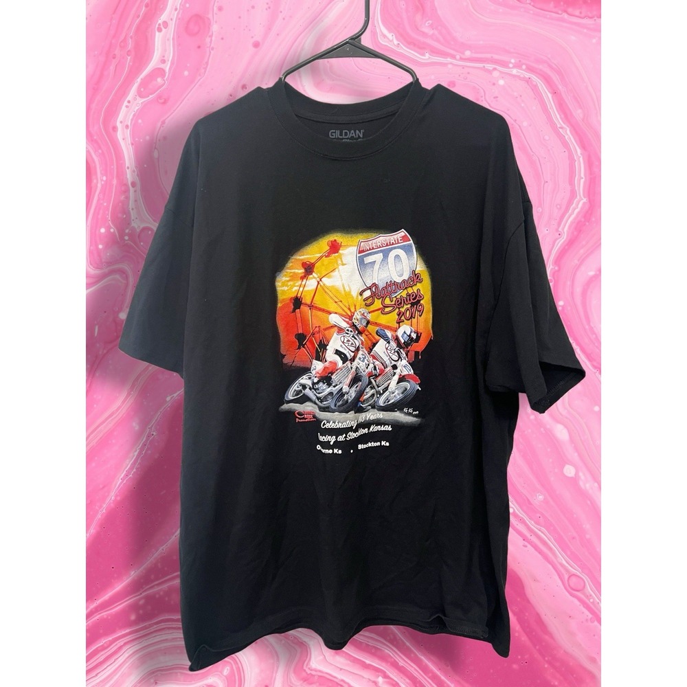70th Anniversary Motorcycle Rally Graphic T-Shirt Black Size 2XL